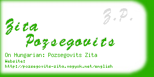 zita pozsegovits business card